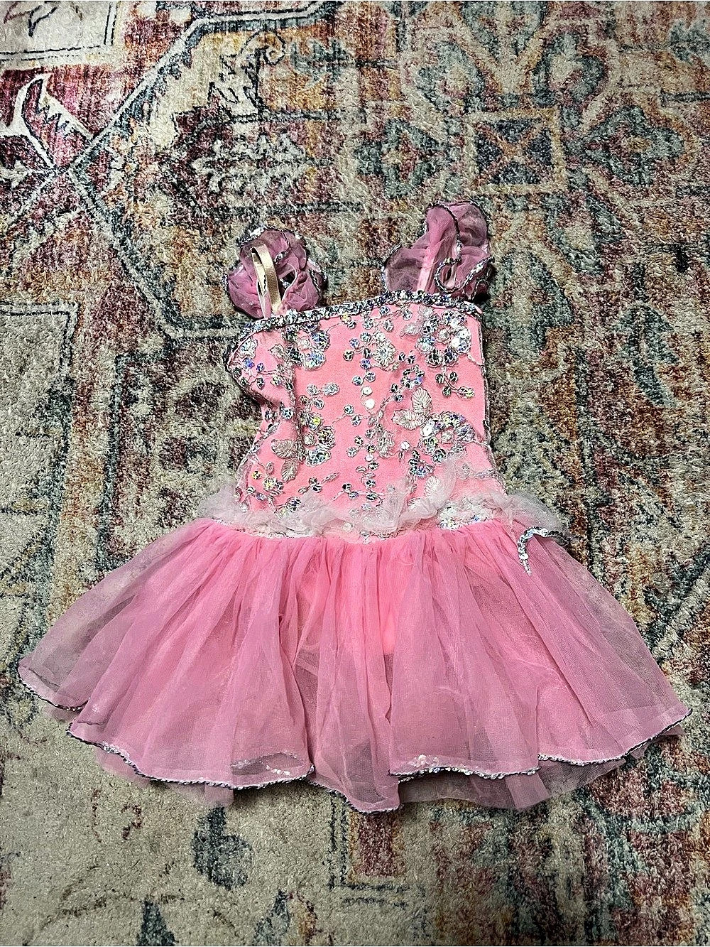 Kids Pink Embellished Tulle Ballet Costume
